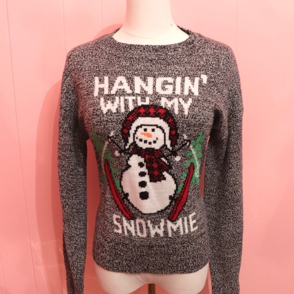 BOGO Gray Snowman Sweater with Festive Design - Picture 2 of 4